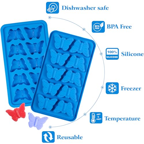 Webake Butterfly Silicone Mold - 10-Cavity 3D Ice Cube & Chocolate Maker