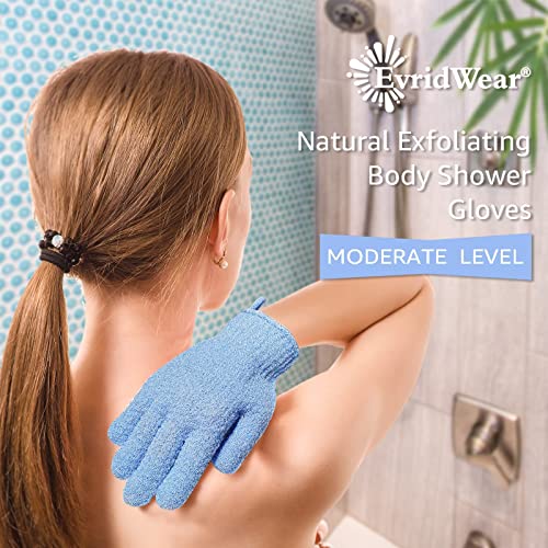 Evridwear Dual Texture Exfoliating Bath Gloves - 2 Pair Shower Set