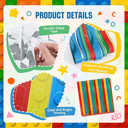 Building Block Foil Fringe Backdrop - 2 Pack 3.3x6.6 Ft Party Decor
