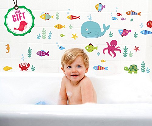 Ocean Fish Wall Decals - Cute Whale & Turtle Bathroom Stickers