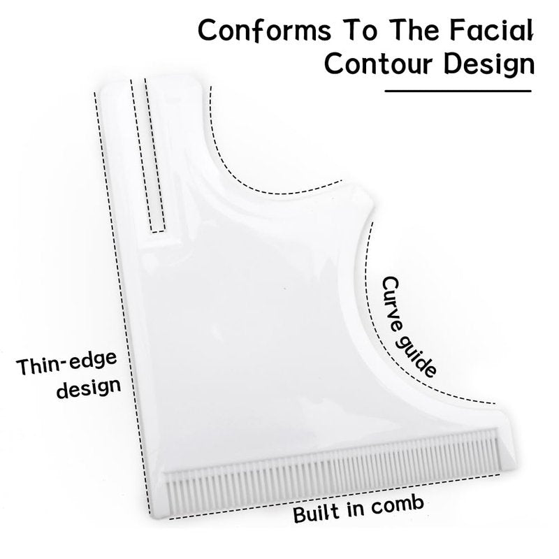 4 Pcs Men's Beard Trimming Tool Reusable Hairline Shaping Tool, Goatee Groomer Portable Plastic Template Set for Hair and Beard (White)