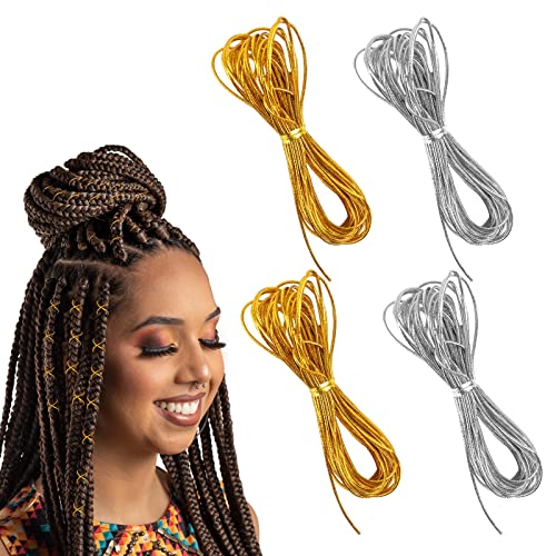 4 Pack 5M Hair Braiding Strings - Gold & Silver Accessory