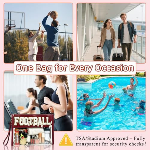 SUMINGGO Football Mom Essentials Clear Stadium Bag - Brown, TSA Approved