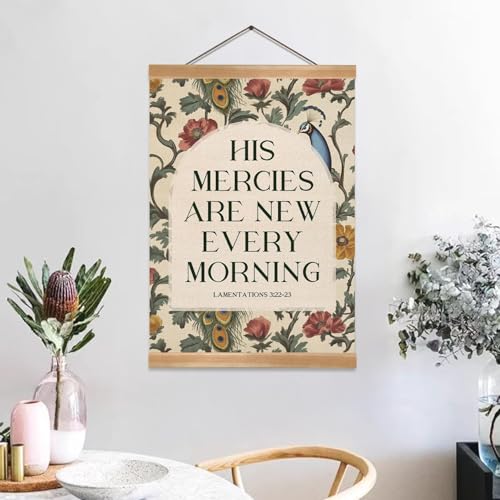 Christian Wall Art Poster - Bible Verse 'His Mercies Are New' 12x16