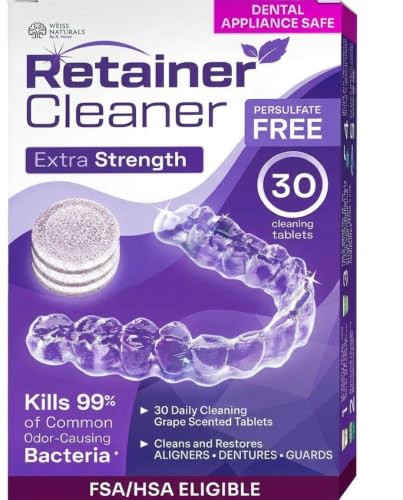 B. Weiss Weiss Naturals Retainer Cleaner Tablets 30 Count Grape Scent, Persulfate-Free