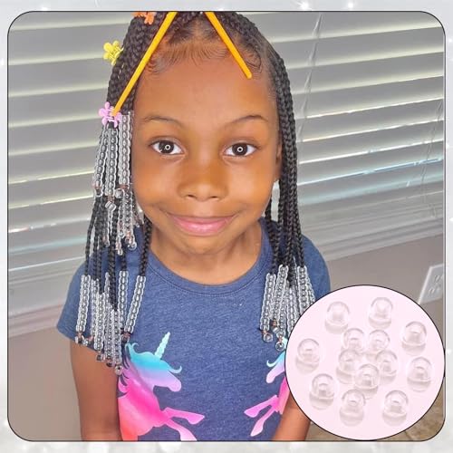 NAISKA 60Pcs Clear Acrylic Hair Beads for Kids - Cute Dreadlock & Braid Accessories