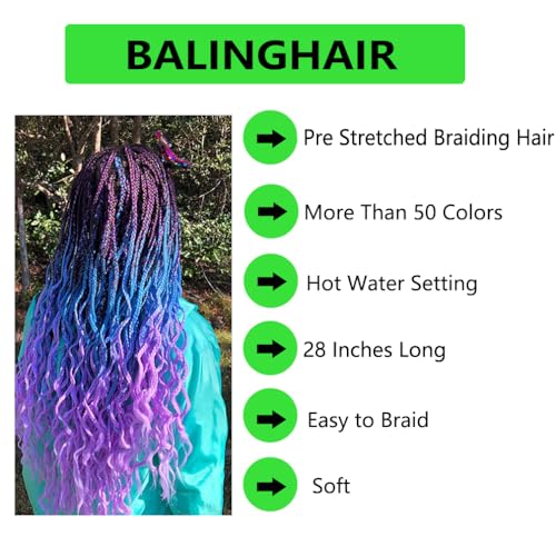 28 Inch Burgundy Red Pre-Stretched Synthetic Braiding Hair - High Temp Fiber, Easy to Install, 1 Pack