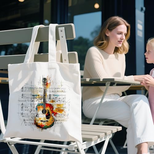 Floral Music Tote Bag for Women | Reusable Canvas Design