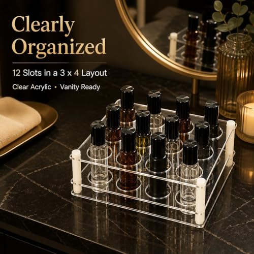 BOXIN Acrylic 2-in-1 Storage Rack for 10/15/20ml Essential Oils & Slim Lipsticks - Clear Desktop Organizer