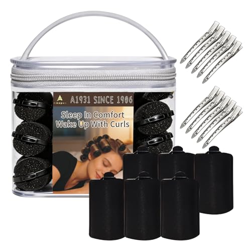 34 PCS Heatless Satin Foam Hair Rollers Set with Duck Teeth Clips