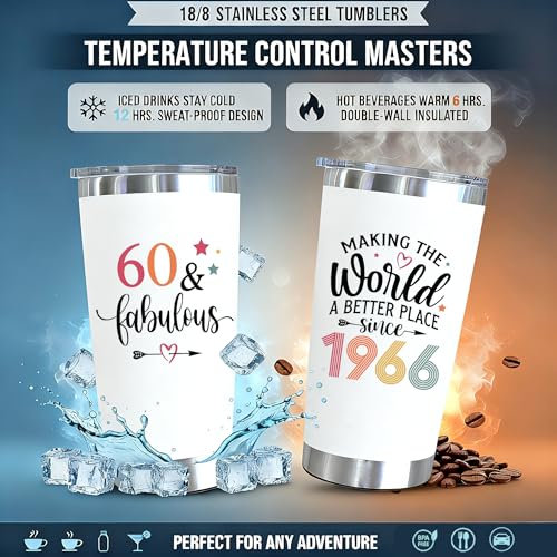 60th Birthday Tumbler for Women - 20 Oz Stainless Steel Gift Mug