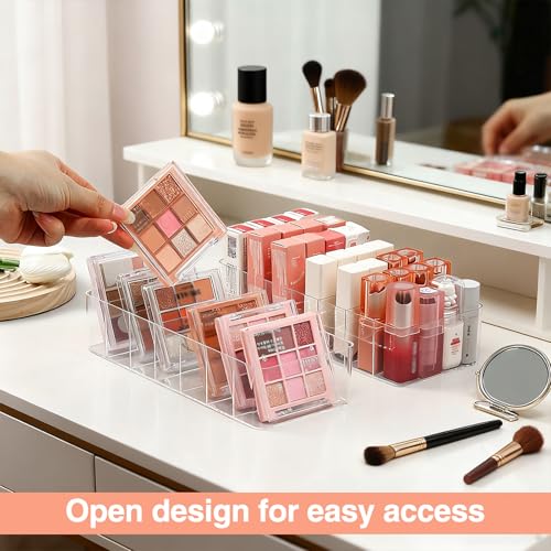 Clear Acrylic Lipstick Organizer with 7 Compartments - Durable Makeup Storage