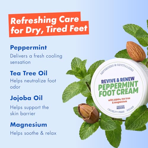 Handmade Heroes Peppermint Foot Cream - Natural Moisturizing Heel Repair