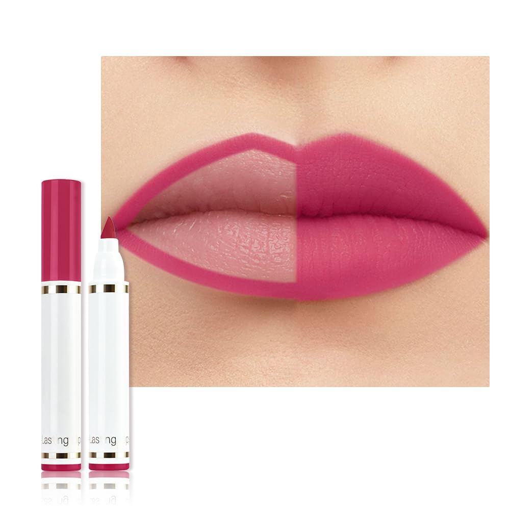Warm Brown Dual-Tip Liquid Lip Liner Pen - Waterproof Matte Finish for Full Coverage & Precision Lining | Long-Lasting Makeup Tool