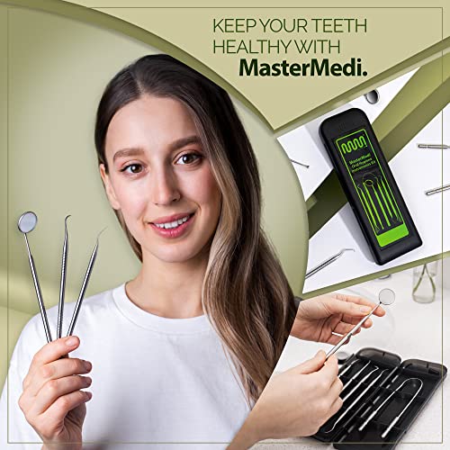 MasterMedi 6-Piece Stainless Steel Dental Tool Kit with Storage Case