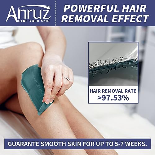 Anruz Waxing Kit for Women Men - Wax Kit for Hair Removal with Silicone Bowl,4 Bags Hard Waxing Beads and 40 Sticks - at Home Use Wax Warmer for Full Body, Bikini, Eyebrow, Face, Sensitive Skin