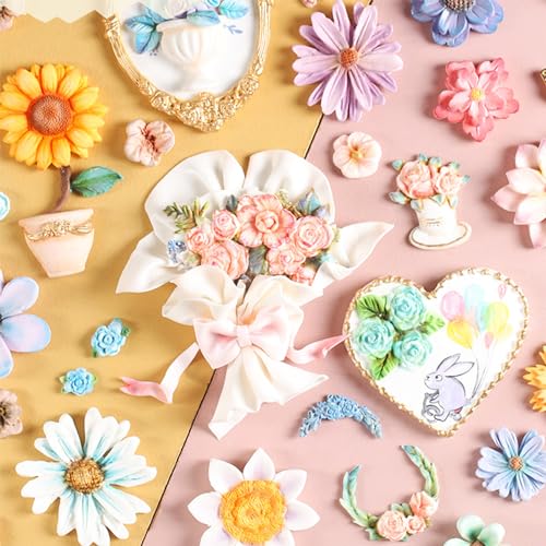 KALAIEN 3-Piece Flower Fondant Cake Mold Set - Daisy & Rose