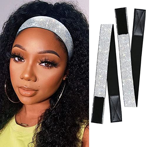 2PCS Elastic Wig Bands for Lace Melting, 60cm Hair Edge Holders, Silvery Color Pack of 1
