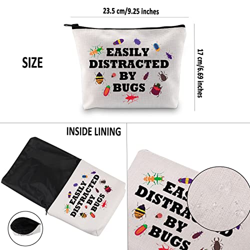 Easily Distracted By Bugs White Cosmetic Bag - G2TUP Bug Lover Gift