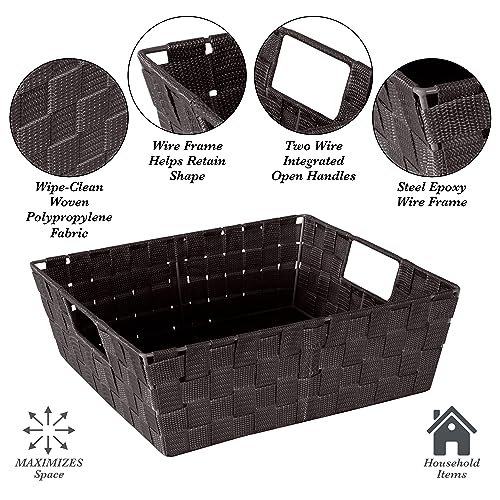 Simplify Large Woven Tote Basket with Handles - Chocolate