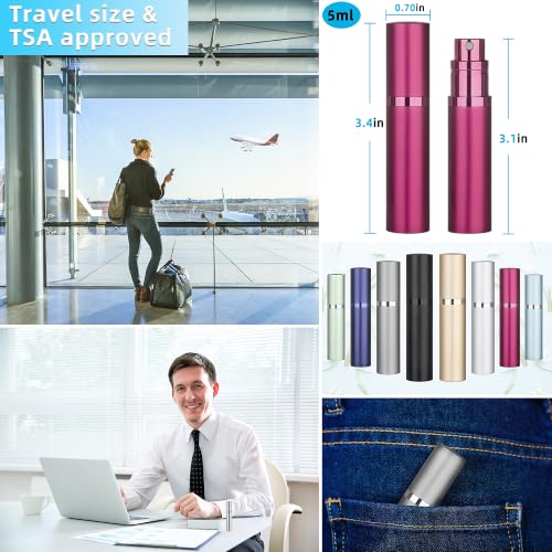 Refillable Perfume Atomizer Travel Bottle 2-Pack - 5ml Black & Rose Red