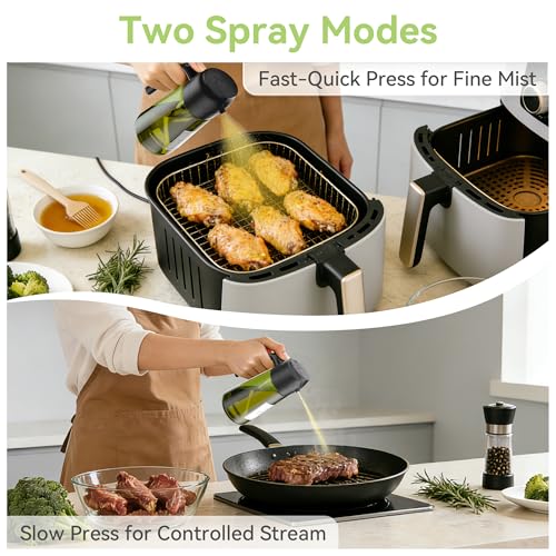 USLAI 16oz Glass Oil Sprayer Dispenser - Dual Spray for Cooking