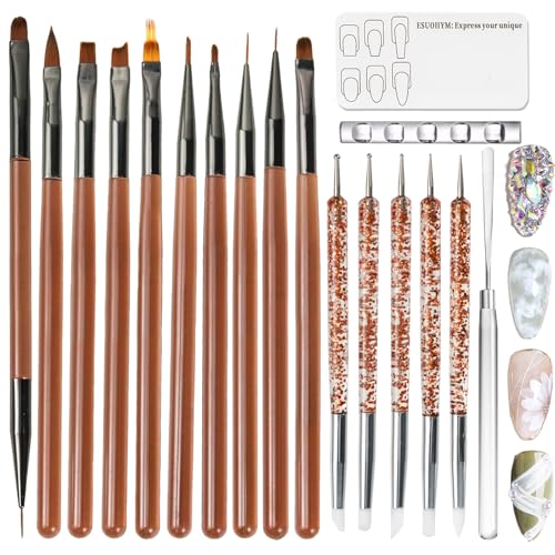 18-Piece Nail Art Brush Set for Professional Nail Design