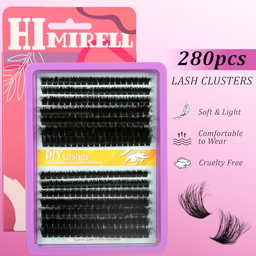 Himirell 60P C Curl Lash Clusters Extensions DIY Eyelash Kit 9-18mm Wispy Natural Look