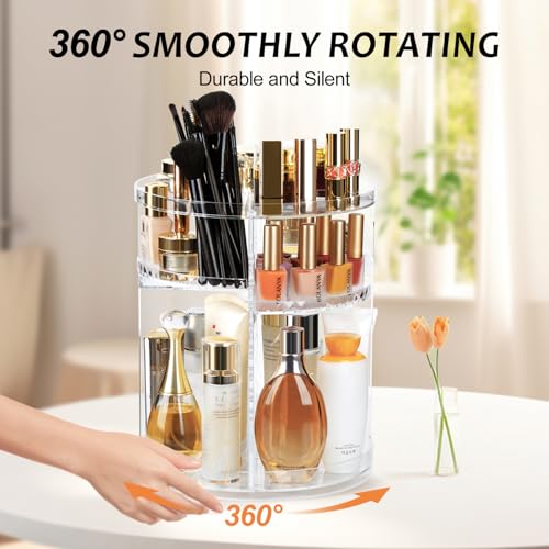 AMEITECH 360° Rotating Makeup Organizer with 8 Layers & Brush Holder