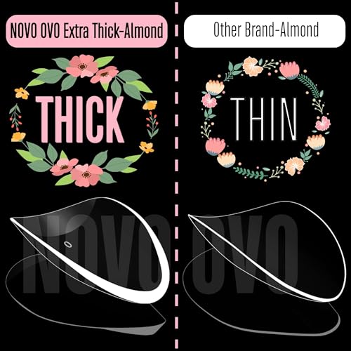 Almond Clear Extra Thick Nail Tips - 14 Sizes, No C Curve, Full Cover Fake Nails