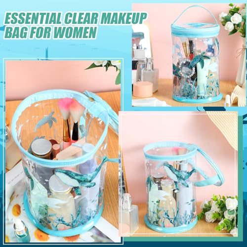 Sanwuta Clear Waterproof Travel Toiletry Bag, Ocean Pattern Cosmetic Pouch
