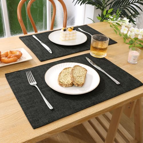 SHACOS Washable Cotton Linen Placemats Set of 4 - 12x18 inches