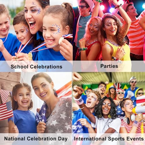 Patriotic Red White Blue Glitter Stick for Face & Hair