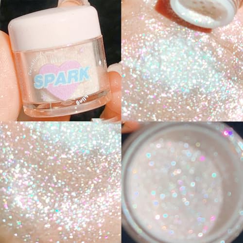 Okerker White Glitter Eyeshadow Loose Powder - Bling Under Eye Makeup, Variation #38