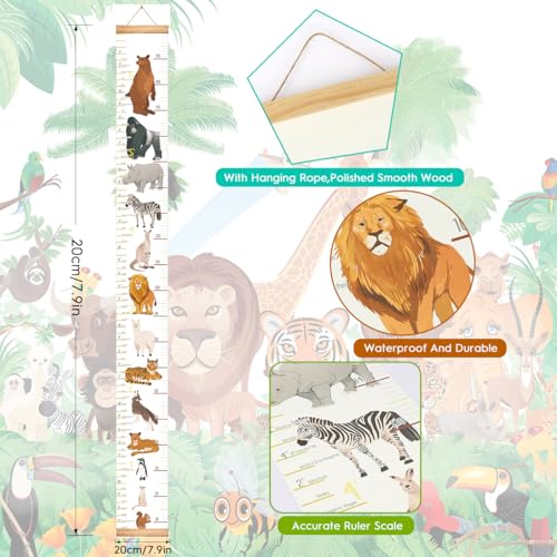 MIBOTE Removable Growth Height Chart for Kids - 79" x 7.9" Canvas Ruler