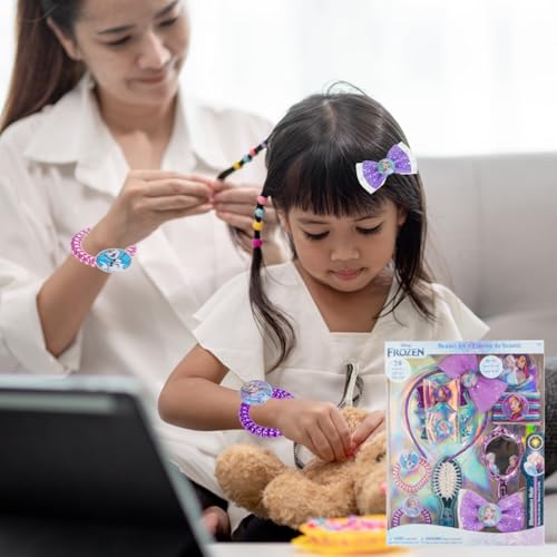 Disney Frozen Hair Accessories Set for Kids - Bows, Brush & Mirror