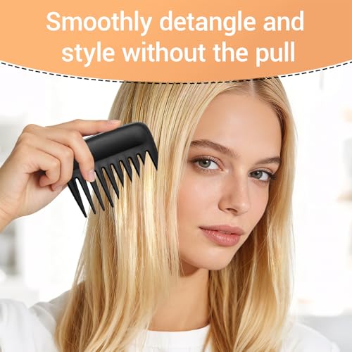SIMPOR Wide Tooth Comb 2-Pack for Curls & Wigs - Travel Size