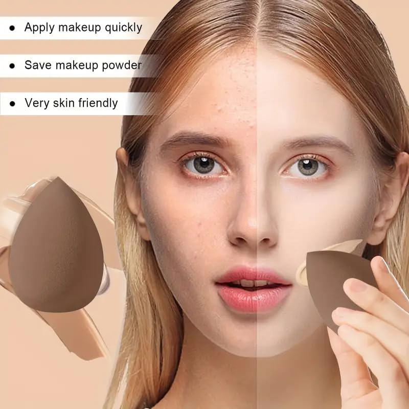 Professional 57-Piece Brown Makeup Brush Set - Premium Synthetic for Foundation, Concealer, Blush & Eyes | Includes Beauty Blender Sponge