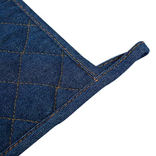Lifaith 8-Inch Denim Potholders Set of 3 | Heat Resistant Cotton Hot Pads
