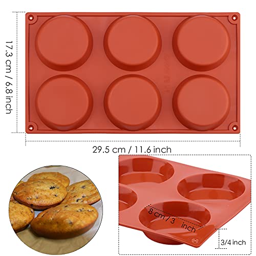 Ocmoiy Non-Stick Silicone Egg Mold Set - 4 Round Baking Molds (3 Inch)