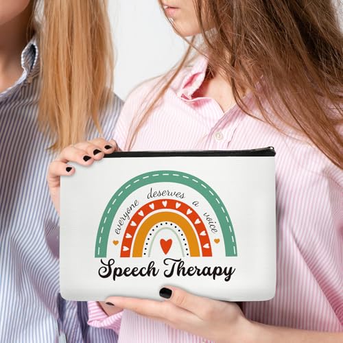 Speech Therapy Gift Set: Floral Canvas Tote, Makeup Bag & Badge Reel