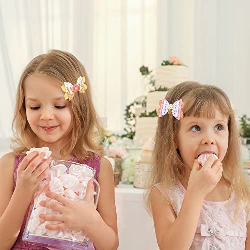 Whaline 4-Pack Glitter Dessert Bow Hair Clips for Girls
