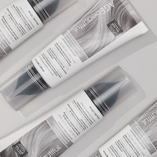AGE Beautiful Brightening Shampoo for Silver & Gray Hair - Clarifying Wash with CoQ10 & Charcoal, Sulfate-Free, Color-Safe, Brightening & Brassy Tone Removal - Brightening Wash