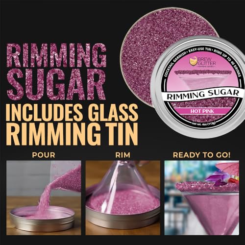 Neon Pink Rimming Sugar - 4oz Cocktail Garnish for Drinks & Desserts