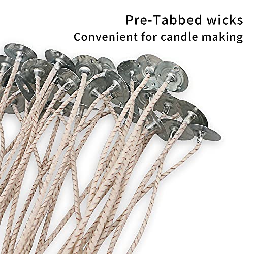 CD 14 Candle Wicks - 100pcs 6 Inch Pretabbed Cotton Wicks for Candle Making