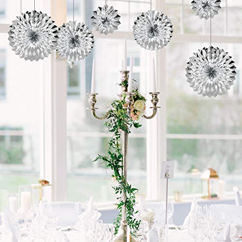6-Pack Metallic Silver Paper Fans | Party Decorations for All Occasions