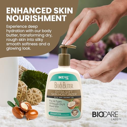 Biocare Deep Moisturizing Body Butter Cream 16 oz with Coconut Oil - Soft Skin