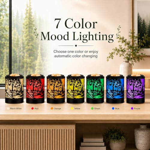 Butterfly Forest Wax Warmer with 7-Color LED Night Light & Timer