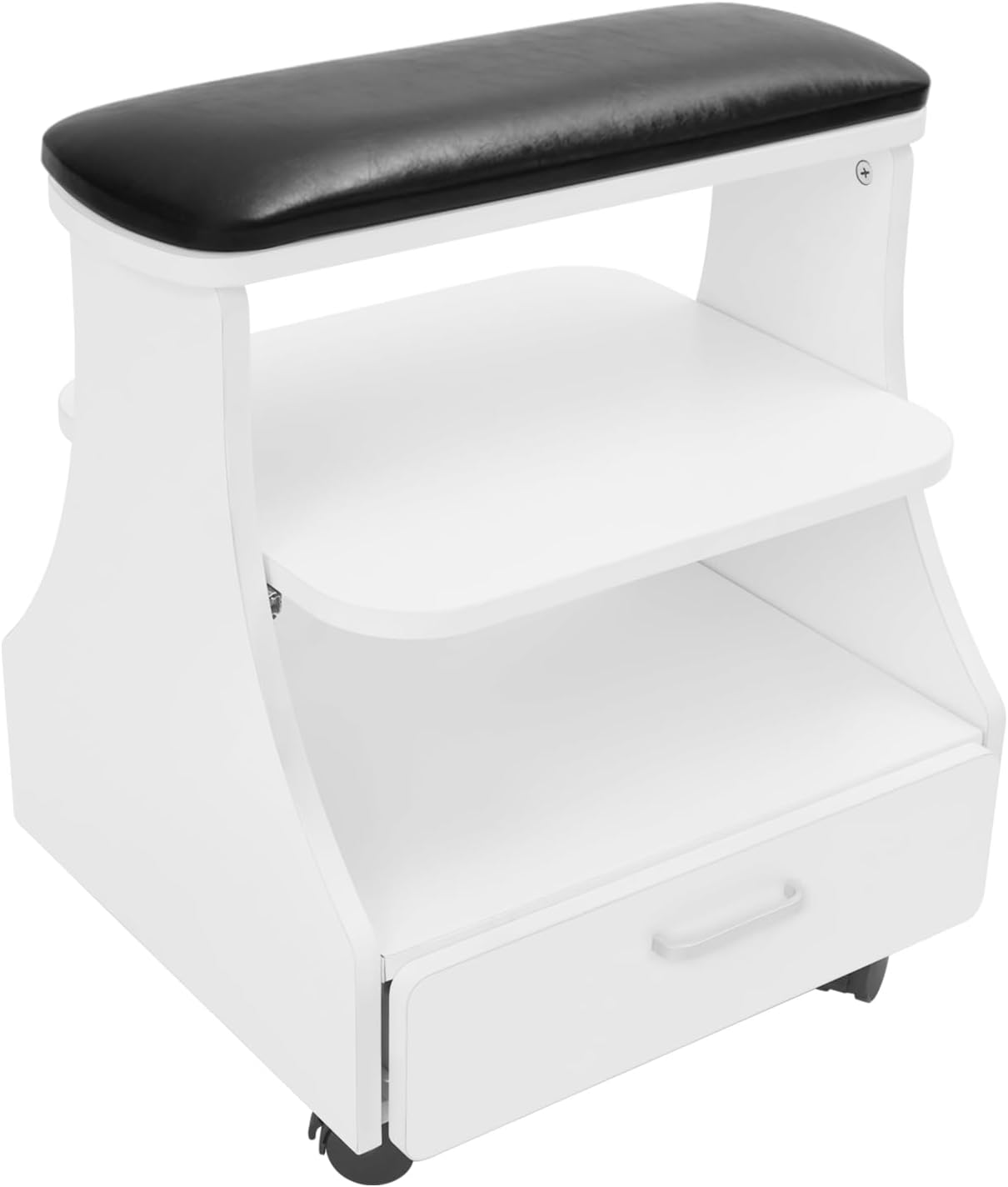 Portable Foot Rest Pedicure Trolley - 4 Wheels with Brakes | Spa Cart with Drawer for Salons & Home (Black)