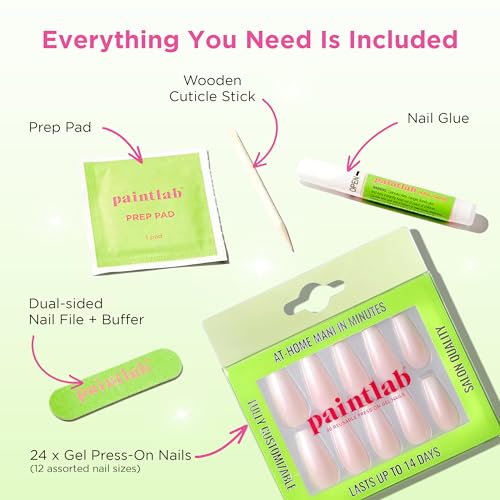 Gradient Nude French Tip Press On Nails - 30ct Coffin Set